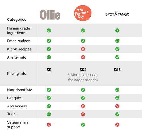 Competitive audit — Ollie, The Farmer's Dog, Spot & Tango