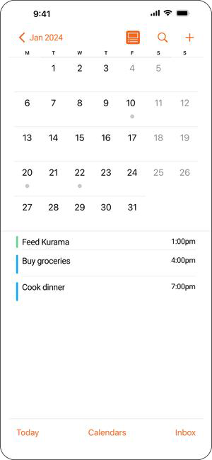 Planning mode — calendar view