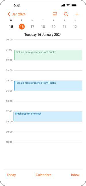 Planning mode — agenda view